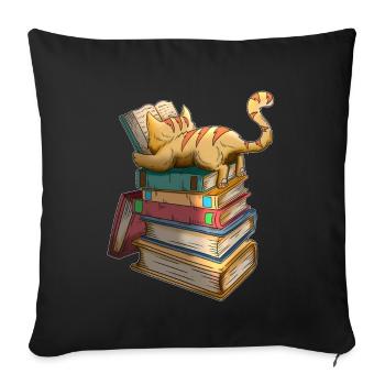 Chats Livres Rat de bibliothèque Livre Chats Rat de bibliothèque - Housse de coussin décorative 45 x 45 cm - noir - Devant