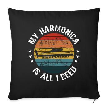 Mon harmonica est tout ce que je cadeau de joueur d’harmonica d’anches - Housse de coussin décorative 45 x 45 cm - noir - Devant