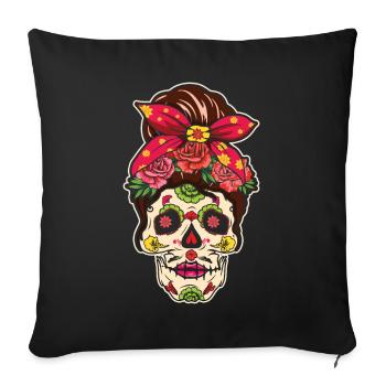Coloré Dia De Los Muertos Fête des mères 2023 - Housse de coussin décorative 45 x 45 cm - noir - Devant