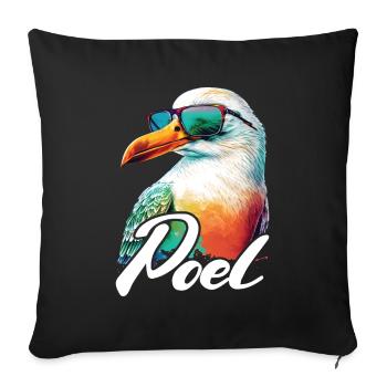 Poel holiday cool colorful seagull with sunglasses - Sofa pillowcase 17,3'' x 17,3'' (45 x 45 cm) - black - Front