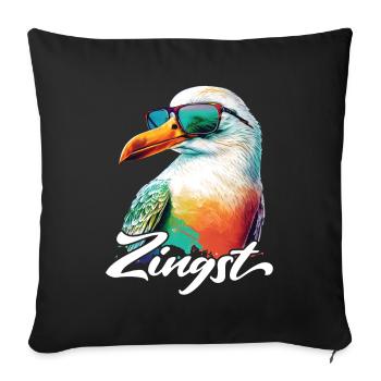 Zingst vacances mouette colorée fraîche avec des lunettes de soleil - Housse de coussin décorative 45 x 45 cm - noir - Devant