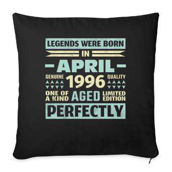 27th birthday April Vintage 1996 Vintage - Sofa pillowcase 17,3'' x 17,3'' (45 x 45 cm) - black - Front