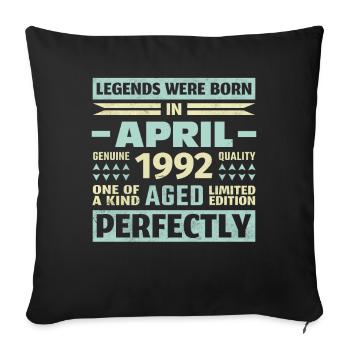 31st birthday April Vintage 1992 Vintage - Sofa pillowcase 17,3'' x 17,3'' (45 x 45 cm) - black - Front