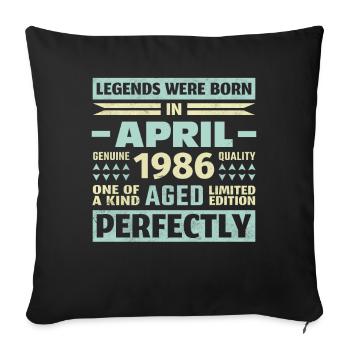 37th birthday April Vintage 1986 Vintage - Sofa pillowcase 17,3'' x 17,3'' (45 x 45 cm) - black - Front