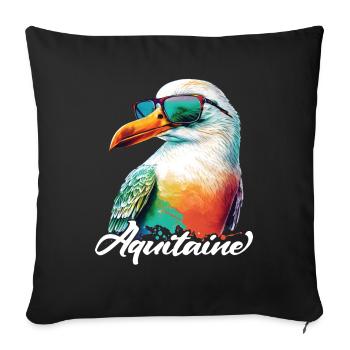 Aquitaine vacances fraîches mouettes colorées avec lunettes de soleil - Housse de coussin décorative 45 x 45 cm - noir - Devant