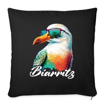 Biarritz holiday cool colorful seagull with sunglasses - Sofa pillowcase 17,3'' x 17,3'' (45 x 45 cm) - black - Front