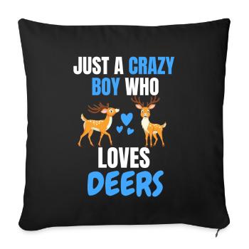 Verrückter Junge Tier Lustiges Geschenk Hirsch - Sofakissenbezug 45 x 45 cm - Schwarz - Vorne