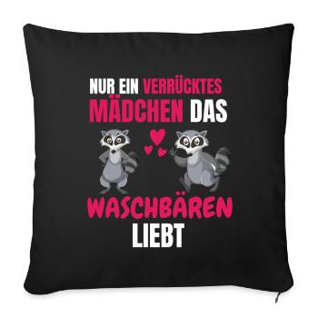 Trash Panda Mädchen Lustiges Geschenk Waschbär - Sofakissenbezug 45 x 45 cm - Schwarz - Vorne