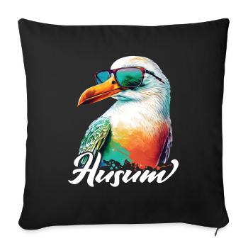 Husum holiday cool colorful seagull with sunglasses - Sofa pillowcase 17,3'' x 17,3'' (45 x 45 cm) - black - Front