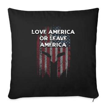 Aimer l’Amérique ou quitter l’Amérique fier patriotique - Housse de coussin décorative 45 x 45 cm - noir - Devant