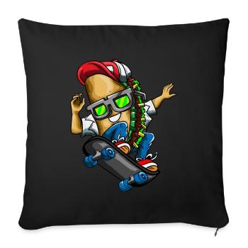Taco Skateboard Skater Skating Dinco de Mayo - Housse de coussin décorative 45 x 45 cm - noir - Devant