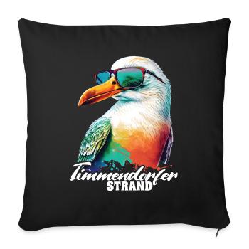 Timmendorfer Strand Holiday Seagull with Sunglasses - Sofa pillowcase 17,3'' x 17,3'' (45 x 45 cm) - black - Front