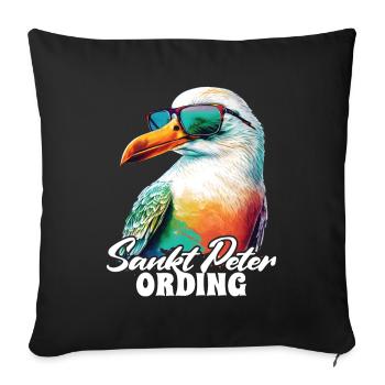 St. Peter Ording Holiday Seagull with sunglasses - Sofa pillowcase 17,3'' x 17,3'' (45 x 45 cm) - black - Front