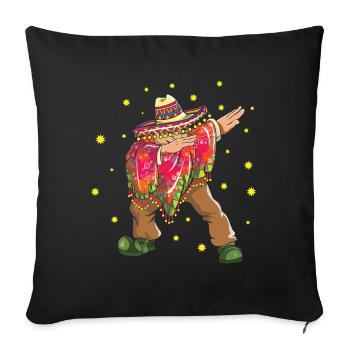 Dabbing Poncho Guy Taco Happy Cinco De Mayo - Housse de coussin décorative 45 x 45 cm - noir - Devant