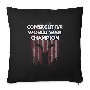 Consecutive World War Champion Funny Patriotic - Sofa pillowcase 17,3'' x 17,3'' (45 x 45 cm) - black - Front