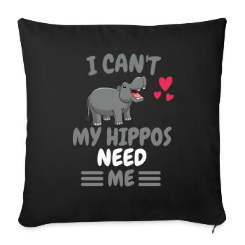 Ich kann nicht Hippo Afrika Tier Geschenk Nilpferd - Sofakissenbezug 45 x 45 cm - Schwarz - Vorne