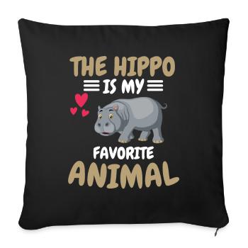Favorite Animal Animal Funny Gift Hippopotamus - Sofa pillowcase 17,3'' x 17,3'' (45 x 45 cm) - black - Front