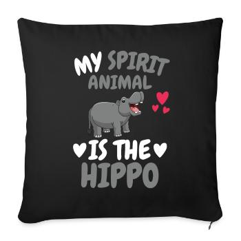 My Spiritual Animal Gift Hippo Hippo - Sofa pillowcase 17,3'' x 17,3'' (45 x 45 cm) - black - Front