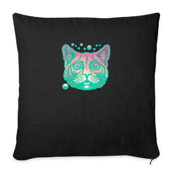 Spiritual Green Yoga Cat - Sofa pillowcase 17,3'' x 17,3'' (45 x 45 cm) - black - Front