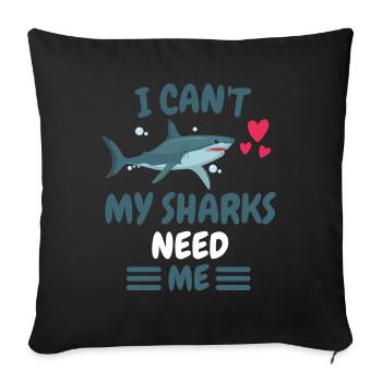 Je ne peux pas animal cadeau drôle requin prédateur - Housse de coussin décorative 45 x 45 cm - noir - Devant
