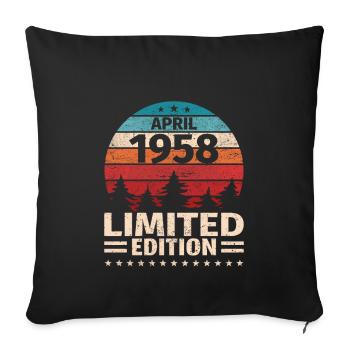 65th birthday April Vintage 1958 Vintage - Sofa pillowcase 17,3'' x 17,3'' (45 x 45 cm) - black - Front
