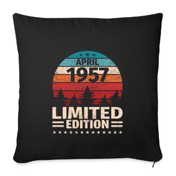 66. Geburtstag April Jahrgang 1957 Vintage - Sofakissenbezug 45 x 45 cm - Schwarz - Vorne