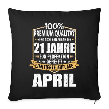 21. Geburtstag April Jahrgang 2002 Vintage - Sofakissenbezug 45 x 45 cm - Schwarz - Vorne