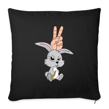Lapin Carotte Carotte Main Signe de Paix Oreille de Lapin - Housse de coussin décorative 45 x 45 cm - noir - Devant