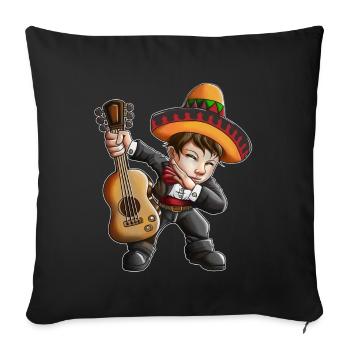 Guitare Mexicaine Musicien Costume Dab Dabbing - Housse de coussin décorative 45 x 45 cm - noir - Devant