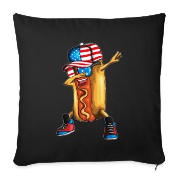 Drôle de hot-dog dabbing restauration rapide cuisine - Housse de coussin décorative 45 x 45 cm - noir - Devant