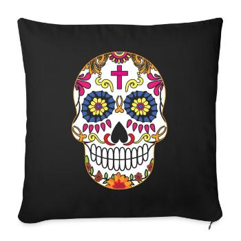 Bone Colorful Halloween Muertos Day Of Dead Sugar - Sofa pillowcase 17,3'' x 17,3'' (45 x 45 cm) - black - Front