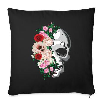 Mexican Flower Muertos Day Of Dead Sugar Bone - Sofa pillowcase 17,3'' x 17,3'' (45 x 45 cm) - black - Front