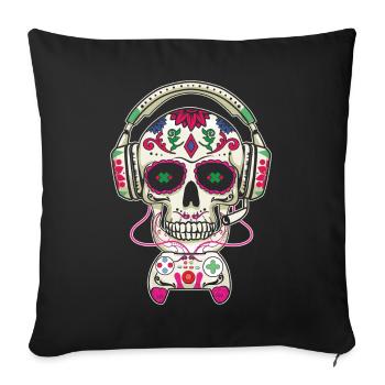 Gaming Gamer Halloween Muertos Day Of Dead Bone - Sofa pillowcase 17,3'' x 17,3'' (45 x 45 cm) - black - Front