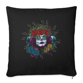 Muertos Day Of Dead Sugar Floral La Catrina - Sofa pillowcase 17,3'' x 17,3'' (45 x 45 cm) - black - Front