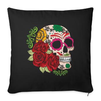 Halloween Rose Muertos Day Of Dead Sugar Bone - Sofa pillowcase 17,3'' x 17,3'' (45 x 45 cm) - black - Front
