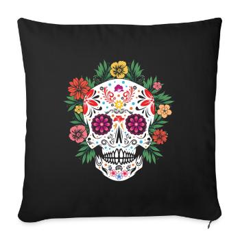 Muertos Day Of Dead Floral Sugar Bone Halloween - Sofa pillowcase 17,3'' x 17,3'' (45 x 45 cm) - black - Front