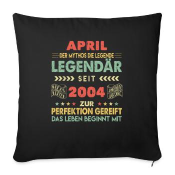 19. Geburtstag April Jahrgang 2004 Vintage - Sofakissenbezug 45 x 45 cm - Schwarz - Vorne
