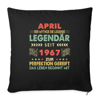 56. Geburtstag April Jahrgang 1967 Vintage - Sofakissenbezug 45 x 45 cm - Schwarz - Vorne