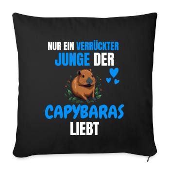 Tier Verrückter Junge Lustiges Geschenk Capybara - Sofakissenbezug 45 x 45 cm - Schwarz - Vorne