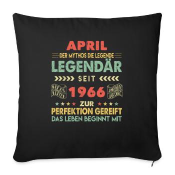 57. Geburtstag April Jahrgang 1966 Vintage - Sofakissenbezug 45 x 45 cm - Schwarz - Vorne