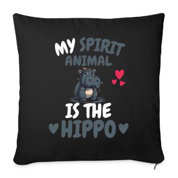 Hippo My Spiritual Animal Gift Hippo - Sofa pillowcase 17,3'' x 17,3'' (45 x 45 cm) - black - Front