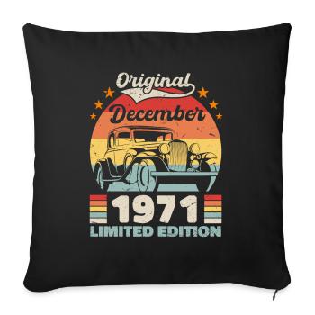 Décembre 1971 Cadeau d’anniversaire Décembre 1971 - Housse de coussin décorative 45 x 45 cm - noir - Devant