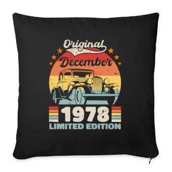 Décembre 1978 Cadeau d’anniversaire Décembre 1978 - Housse de coussin décorative 45 x 45 cm - noir - Devant