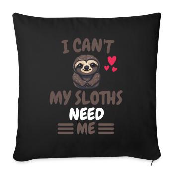I Can't Tropical Animal Gift Sloth - Sofa pillowcase 17,3'' x 17,3'' (45 x 45 cm) - black - Front