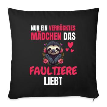 Faultier Liebhaber Mädchen Tier Geschenk Faultier - Sofakissenbezug 45 x 45 cm - Schwarz - Vorne