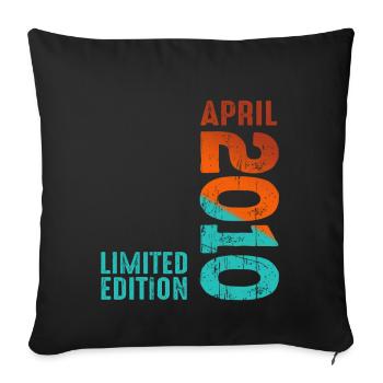 Since April 2010 Year 2010 Retro Vintage 2010 - Sofa pillowcase 17,3'' x 17,3'' (45 x 45 cm) - black - Front
