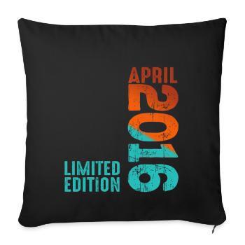 Depuis avril 2016 année 2016 Retro Vintage 2016 - Housse de coussin décorative 45 x 45 cm - noir - Devant