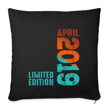 Depuis Avril 2019 Année 2019 Rétro Millésime 2019 - Housse de coussin décorative 45 x 45 cm - noir - Devant