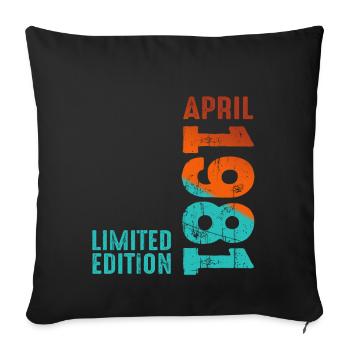 Depuis Avril 1981 Année 1981 Rétro Millésime 1981 - Housse de coussin décorative 45 x 45 cm - noir - Devant