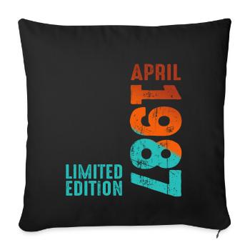 Depuis avril 1987 Année 1987 Rétro Millésime 1987 - Housse de coussin décorative 45 x 45 cm - noir - Devant